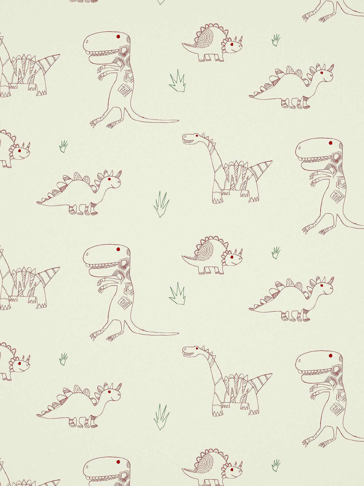 Educational Hand-Drawn Dinosaur Wallpaper for Children