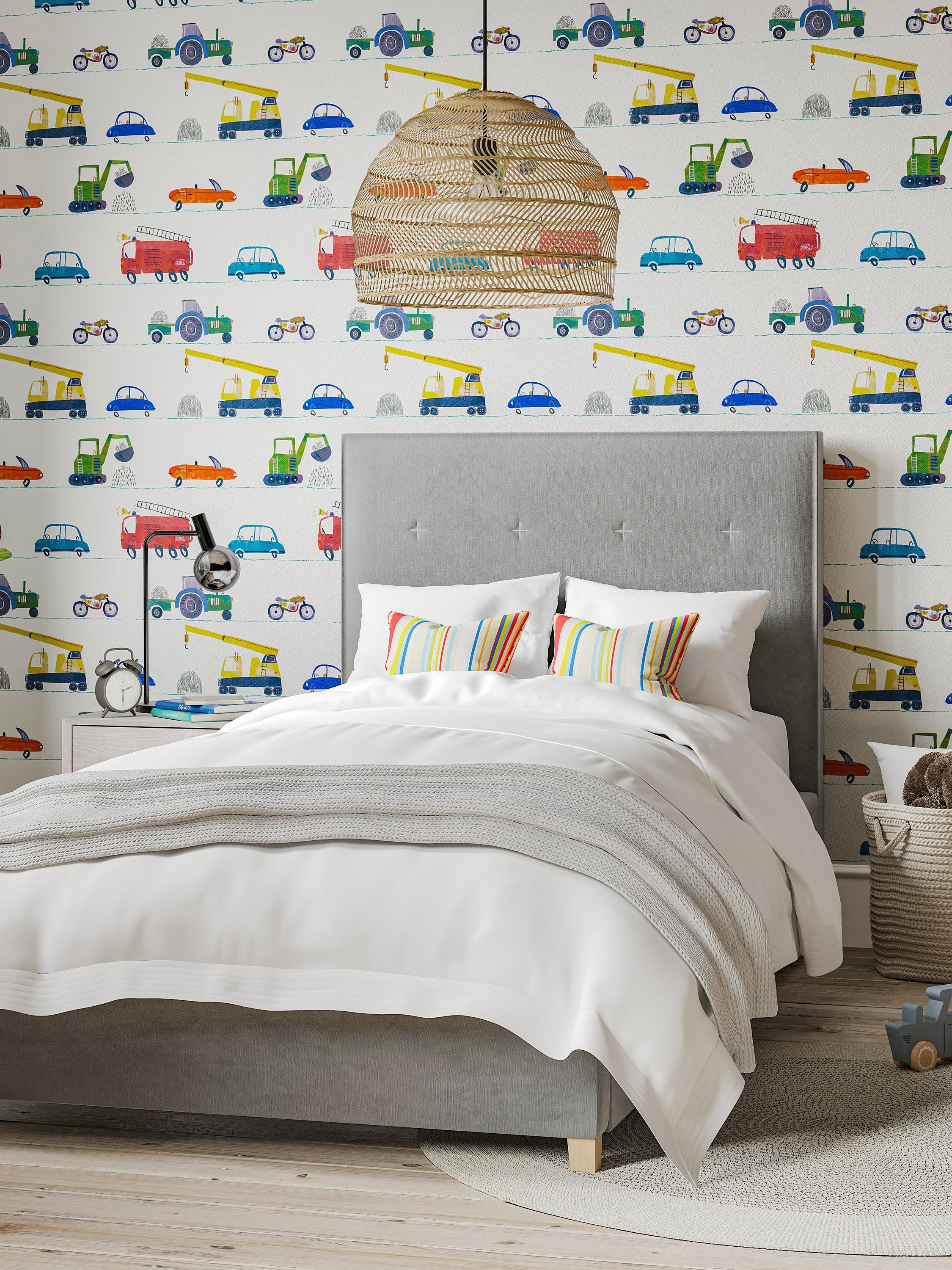 Harlequin motor-inspired wallpaper with vehicle design, UK version