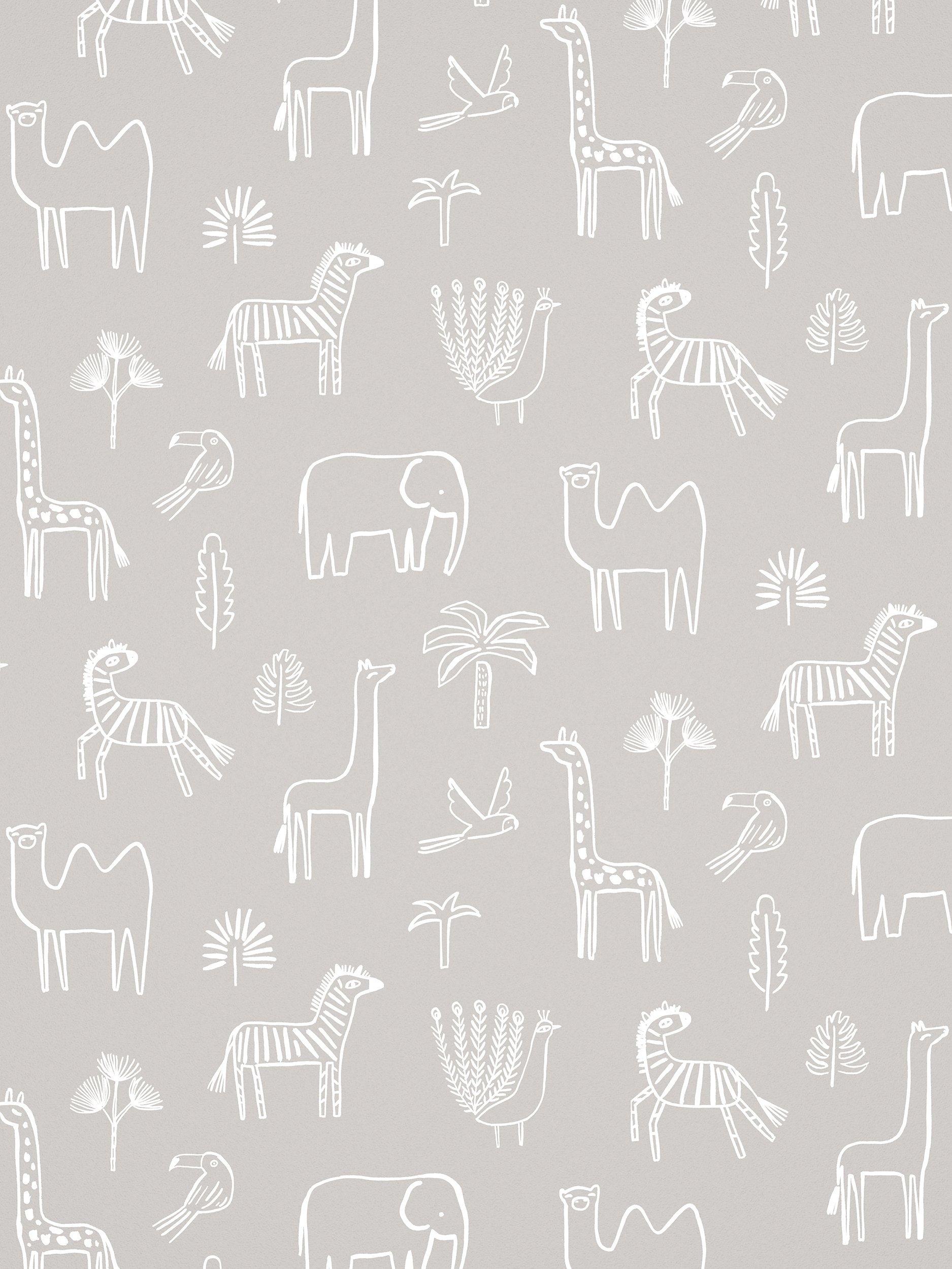 Harlequin funky jungle wallpaper with African animals, UK version