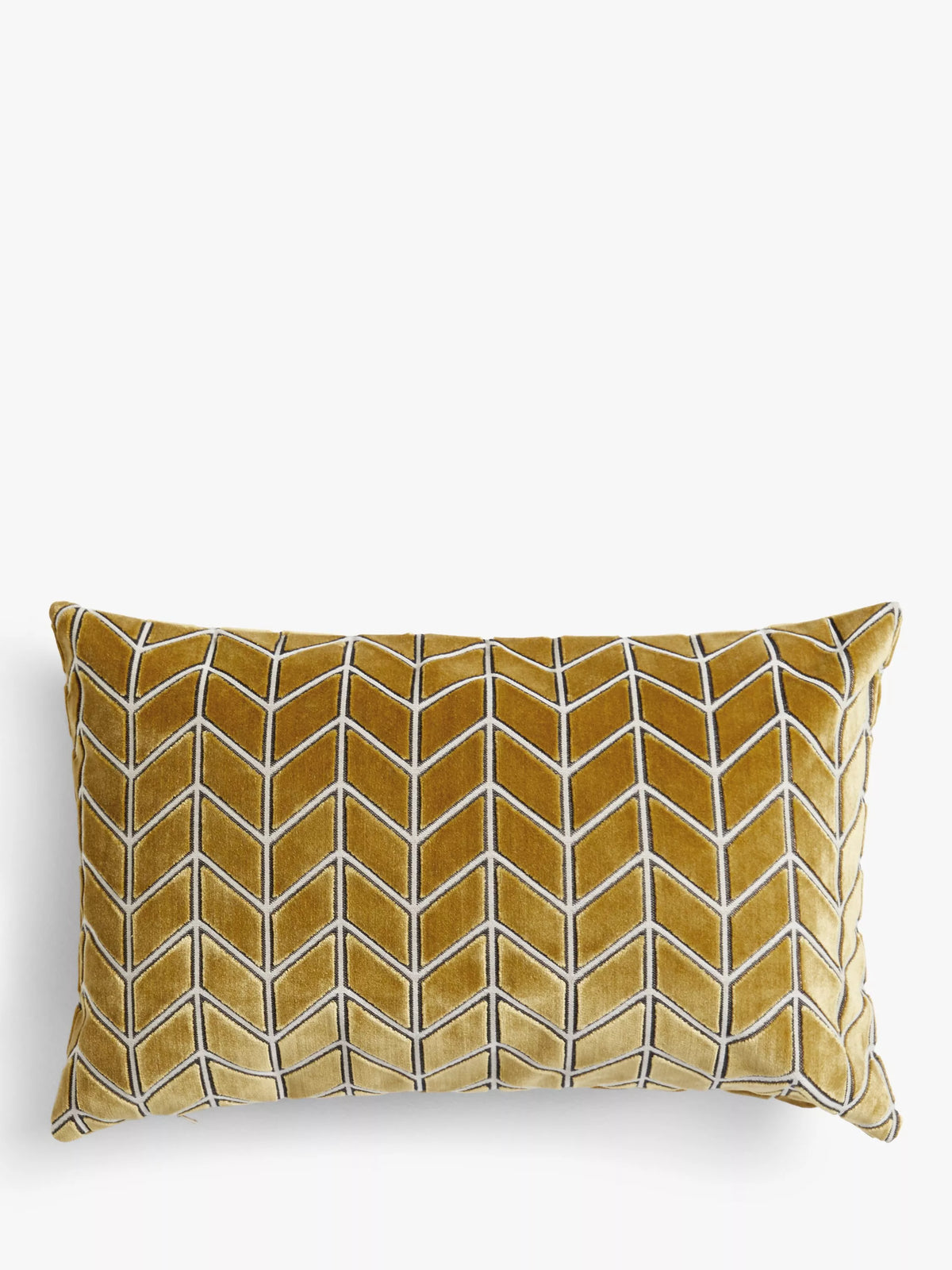 Plush velvet cushion with grid-like contemporary pattern, UK version
