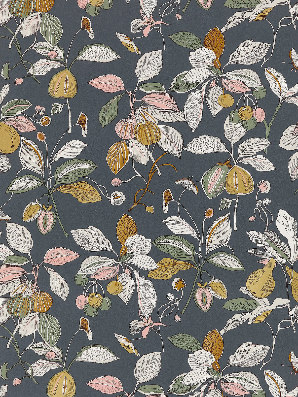 John Lewis Edith leaves and fruit print wallpaper, UK version