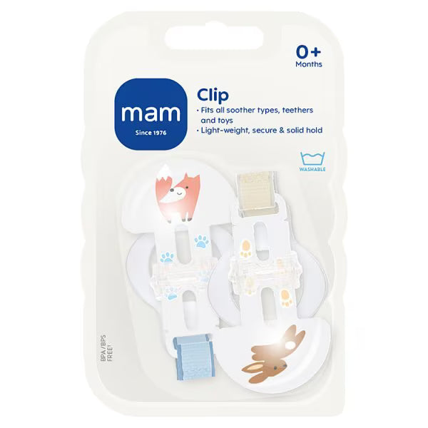 MAM soother clip double pack, imported from the UK