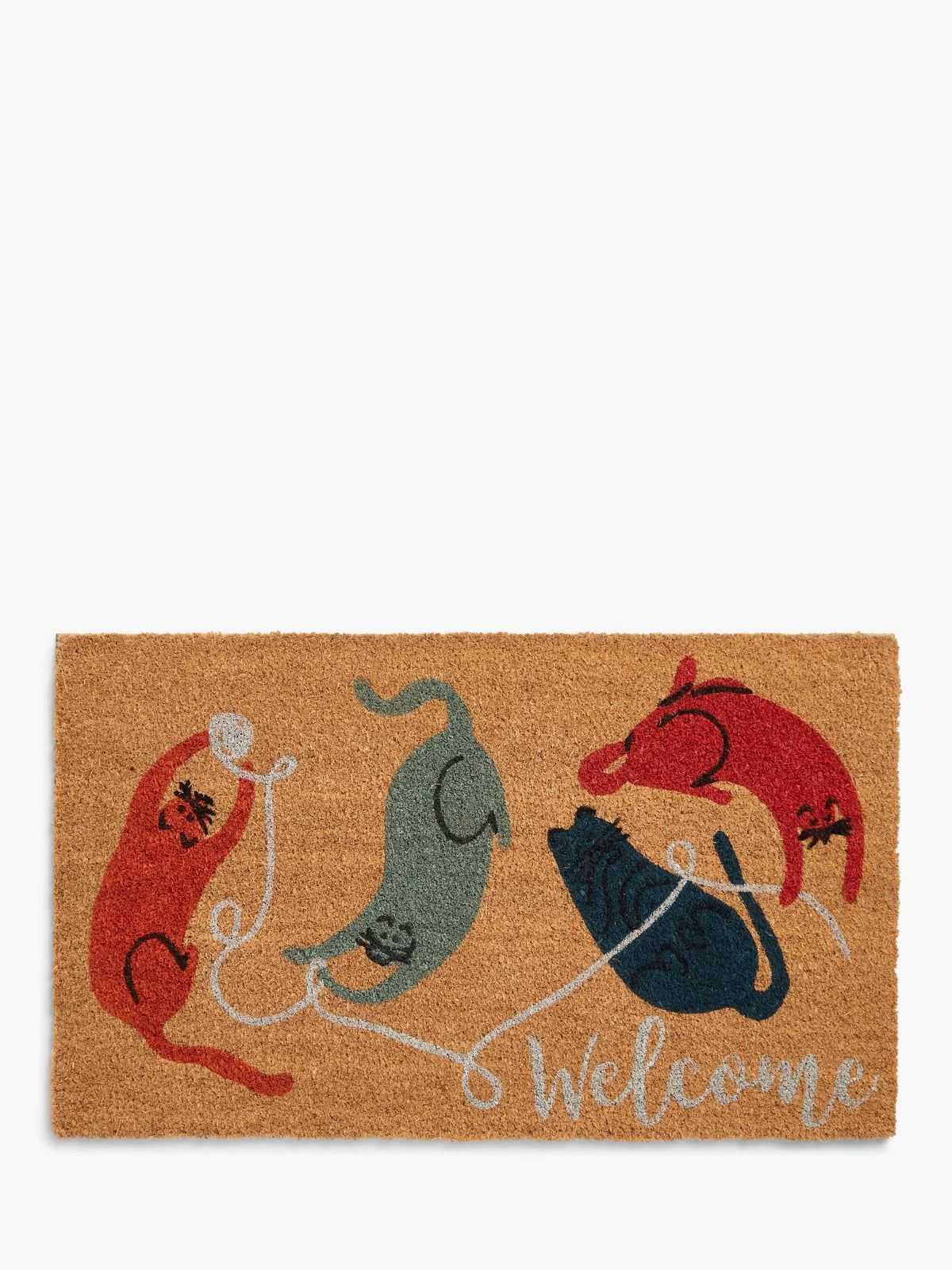 John Lewis doormat with playful cat design, UK version