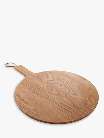 Round Oak Chopping Board with Leather Strap