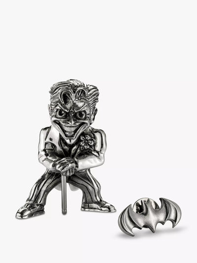 Royal Selangor Mini The Joker Figurine and Batman Lapel Pin Collectible Set