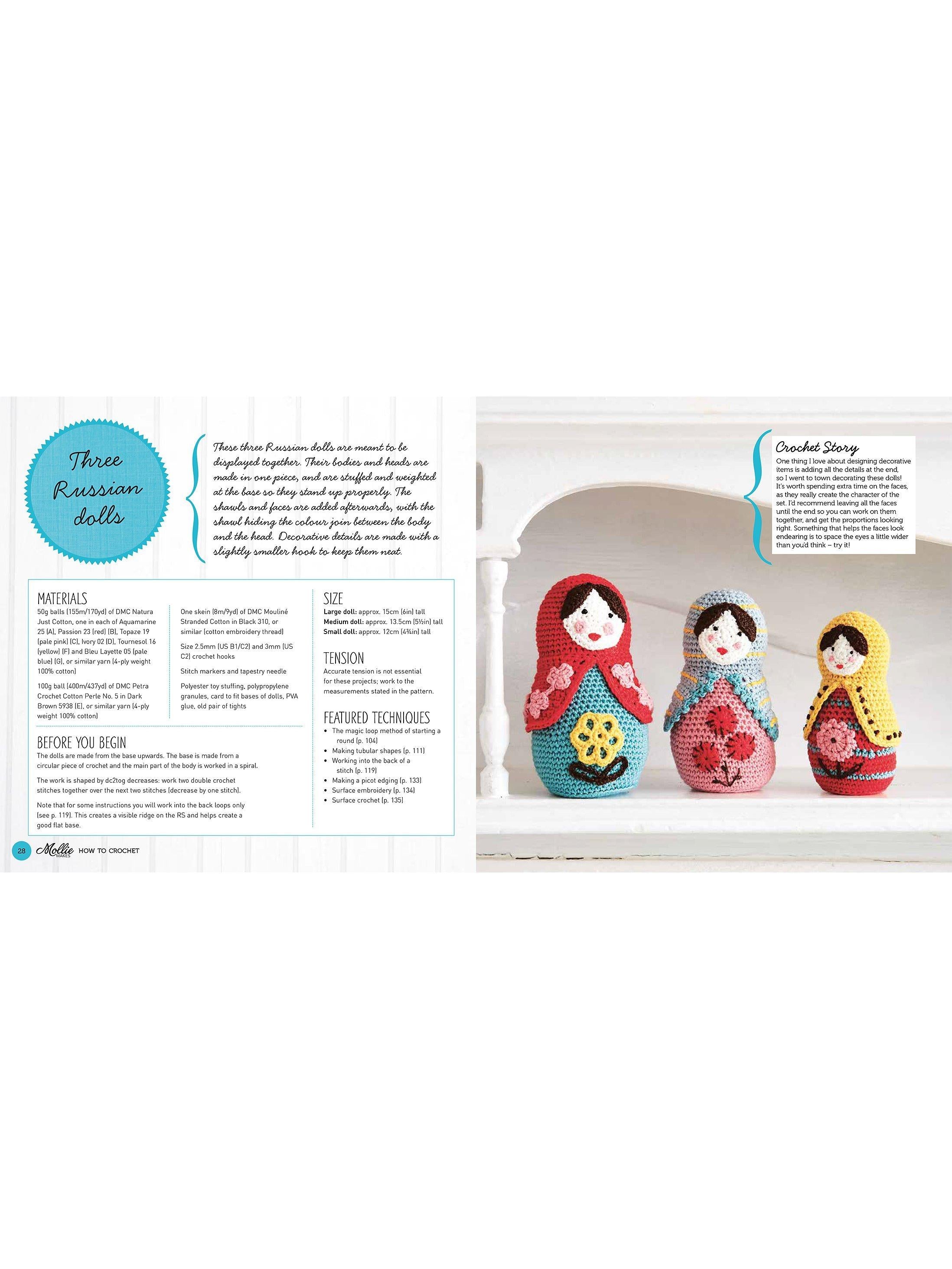 Crochet beginner book with illustrations and 15 projects (British brand)