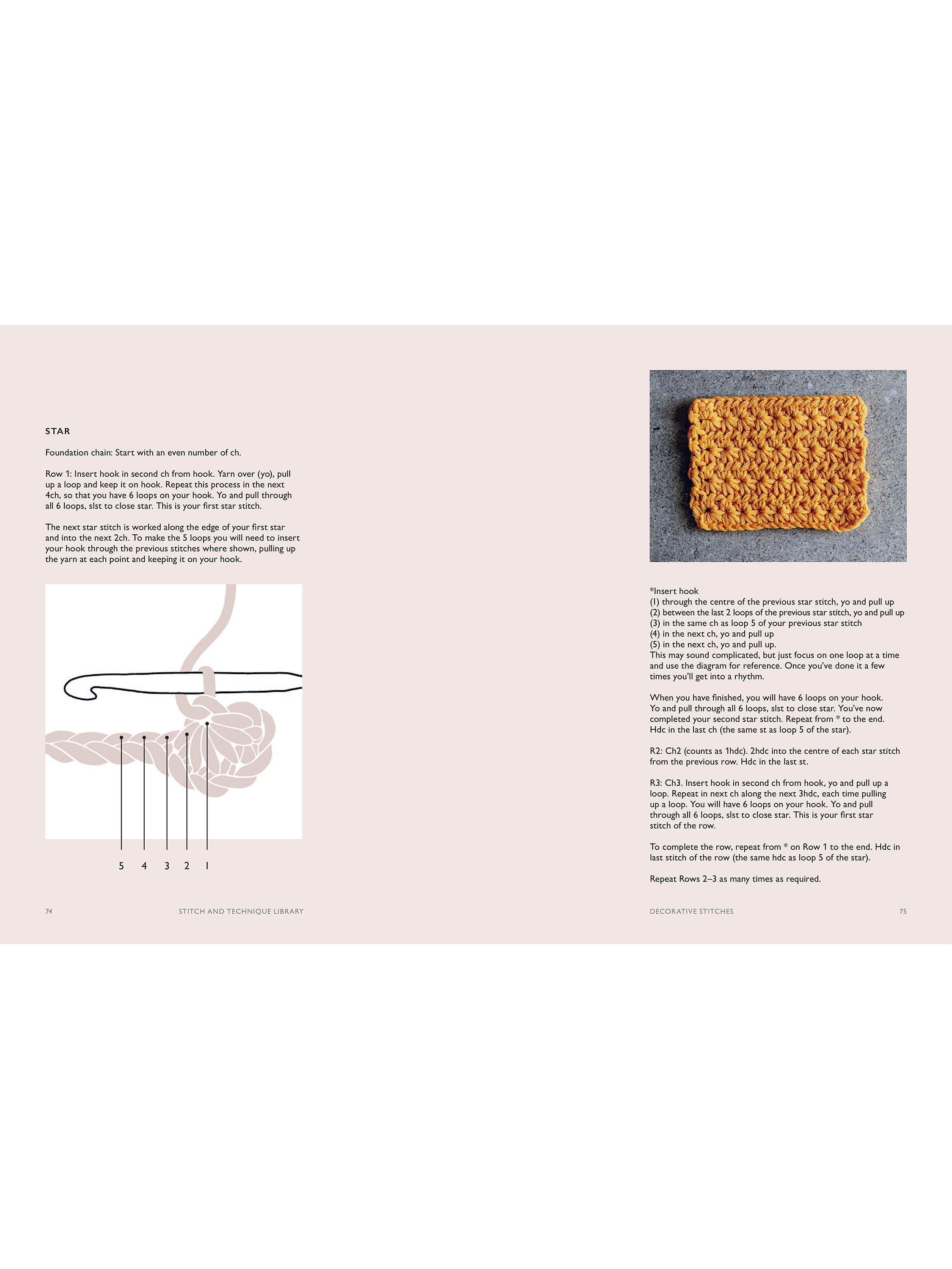 Crochet beginner book with illustrations and 15 projects (British brand)