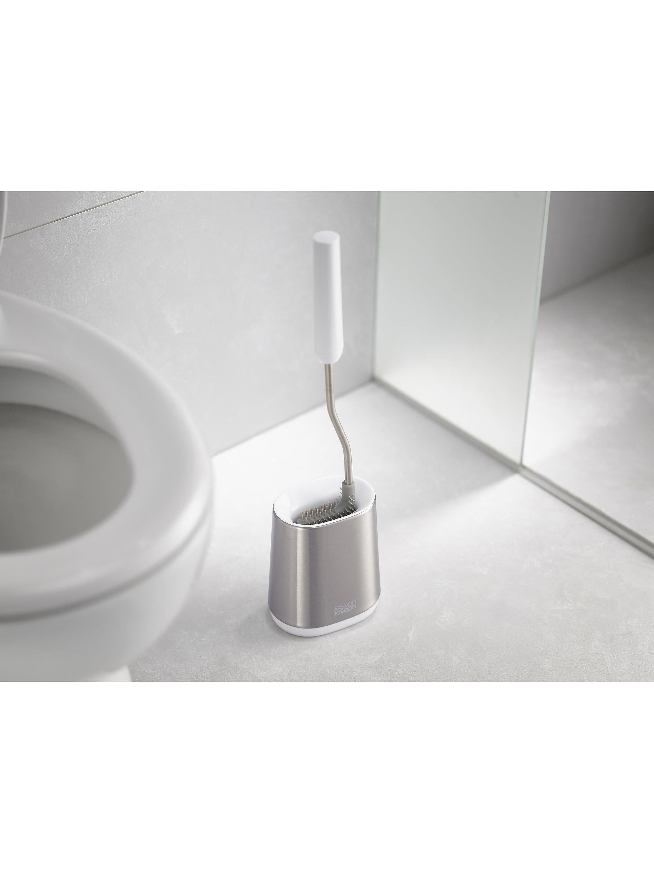 Joseph Joseph Flex Lite stainless steel toilet brush with flexible D-shaped head, UK version