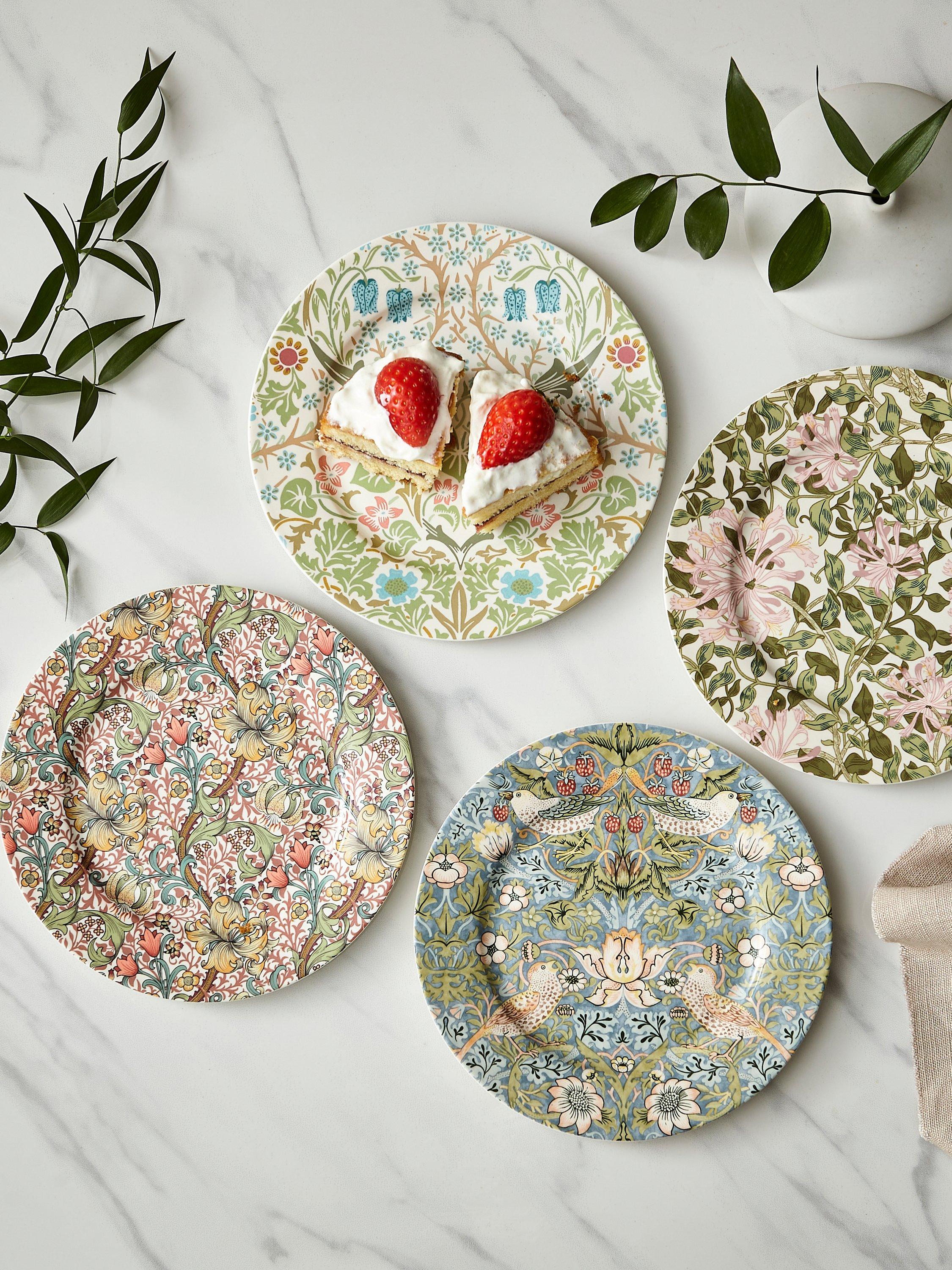 Morris & Co. Spode cake plates multi design 21.5cm set of 4, imported from the UK