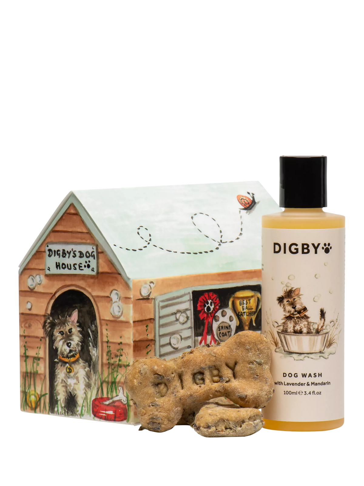 Bramley Digby dog wash and bedtime calming biscuits gift set 100ml & 2 biscuits - British product