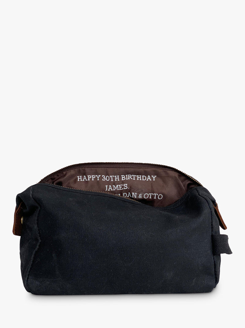 Solesmith personalised hidden message wash bag (British brand)