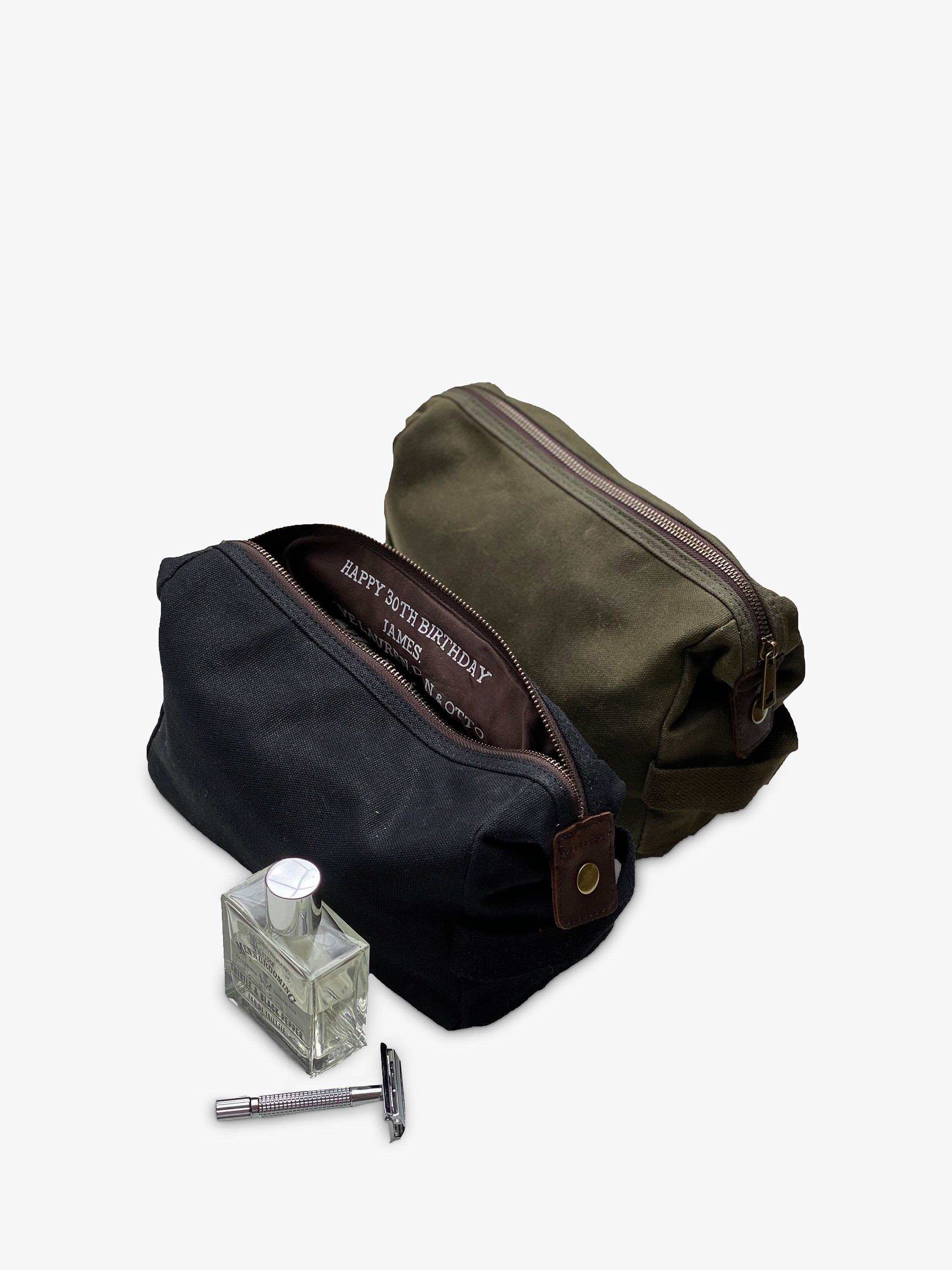Solesmith personalised hidden message wash bag (British brand)