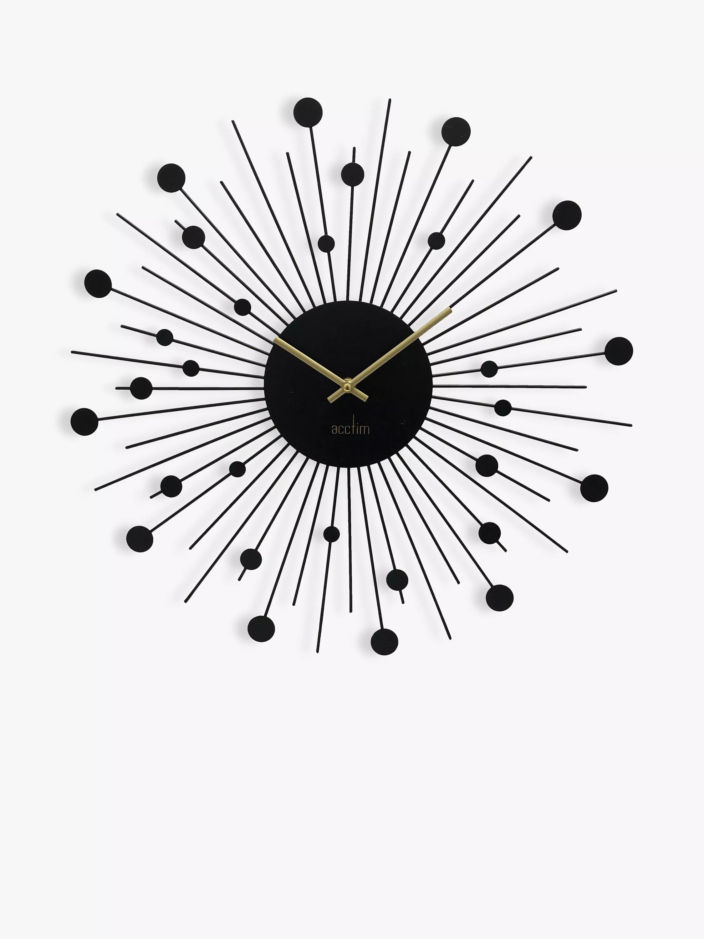 Acctim sunburst-style metal analogue quartz wall clock 50cm - British product