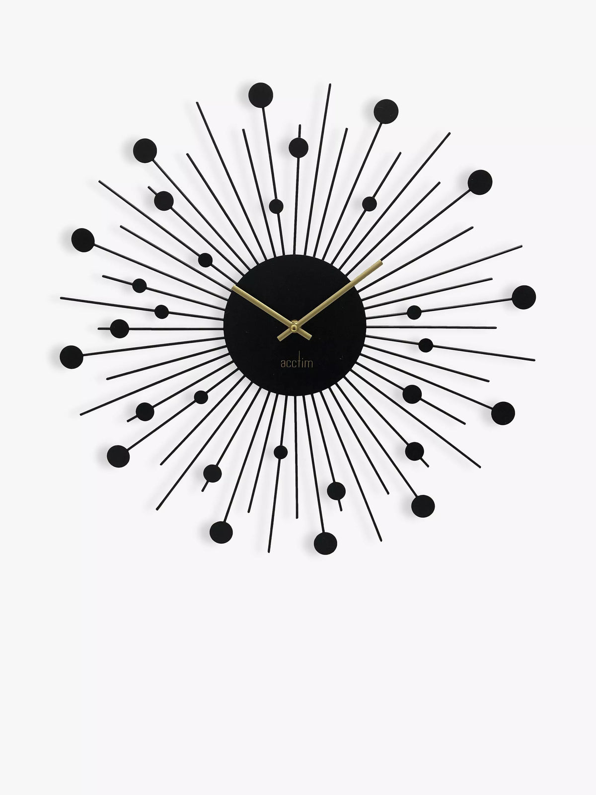 Acctim sunburst-style metal analogue quartz wall clock 50cm - British product