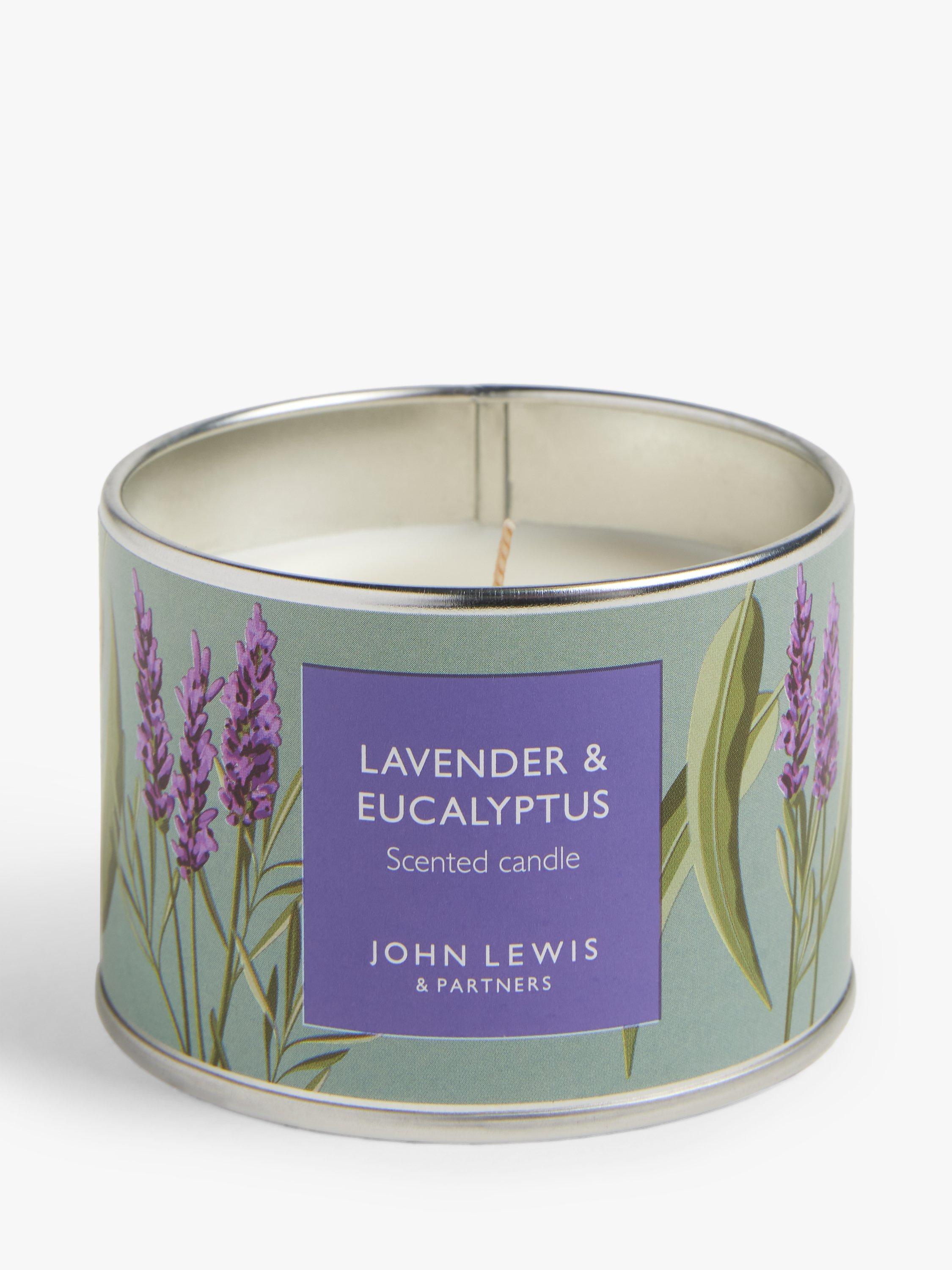 John Lewis lavender and eucalyptus scented candle in a tin, 225g, UK version