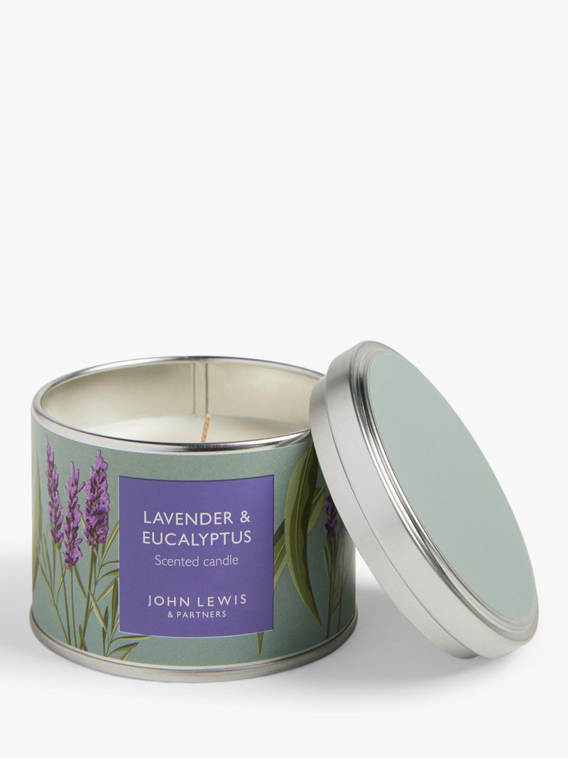 John Lewis lavender and eucalyptus scented candle in a tin, 225g, UK version