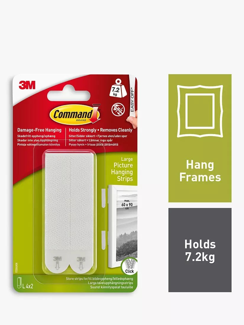 Command Large Picture Hanging Strips 7.2kg - British product