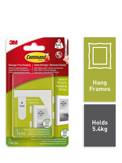 Damage-Free Removable Medium Picture Hanging Strips Kit for 3 Pictures