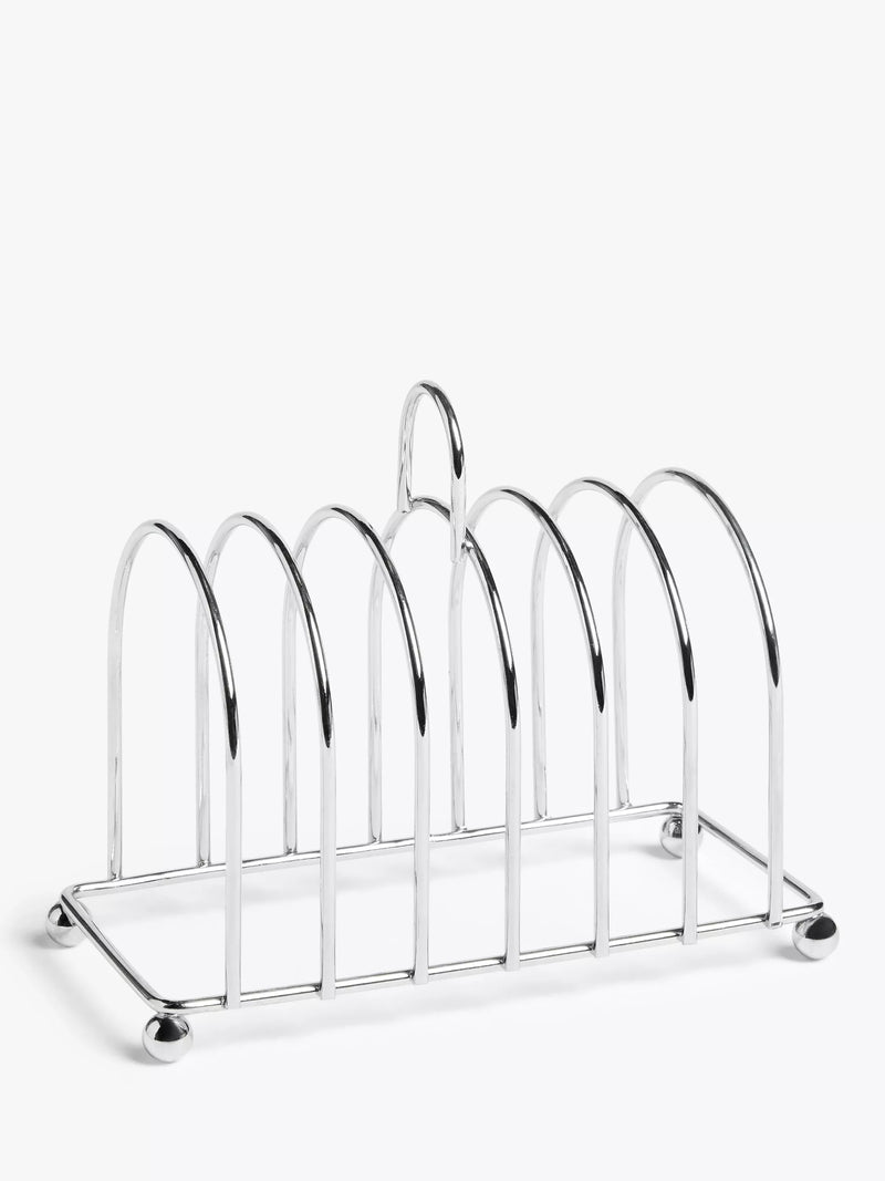 John Lewis chrome-plated iron toast rack with seven dividers, UK version