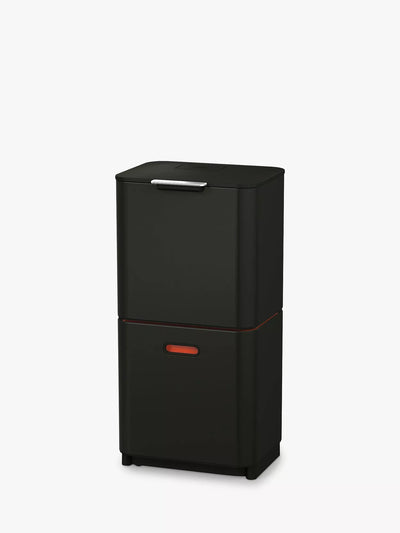 Vertical Compartment Waste and Recycling Bin, 60L, Black