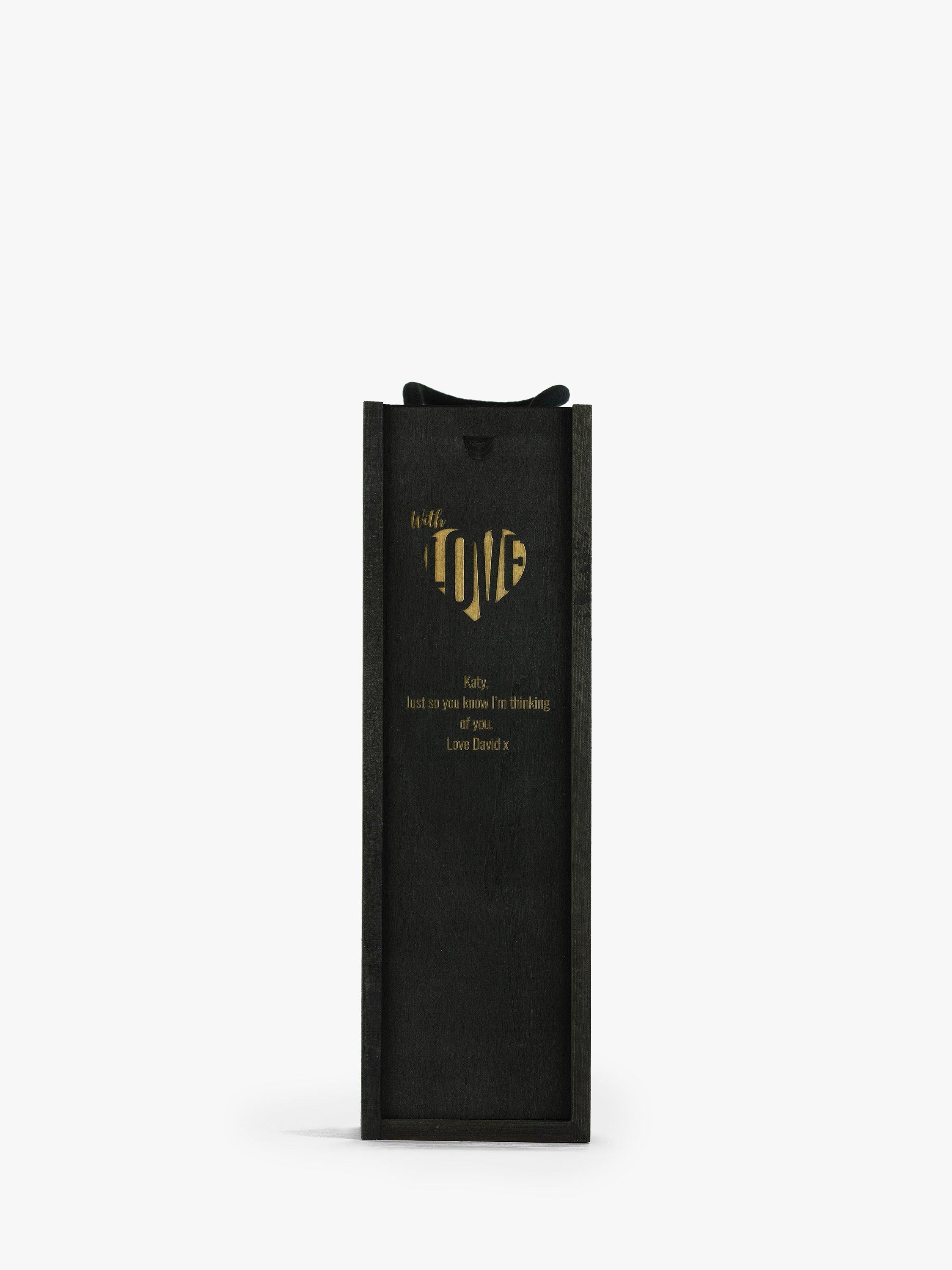 Totally About You personalised sliding lid pine wood wine box for standard bottle (British brand)