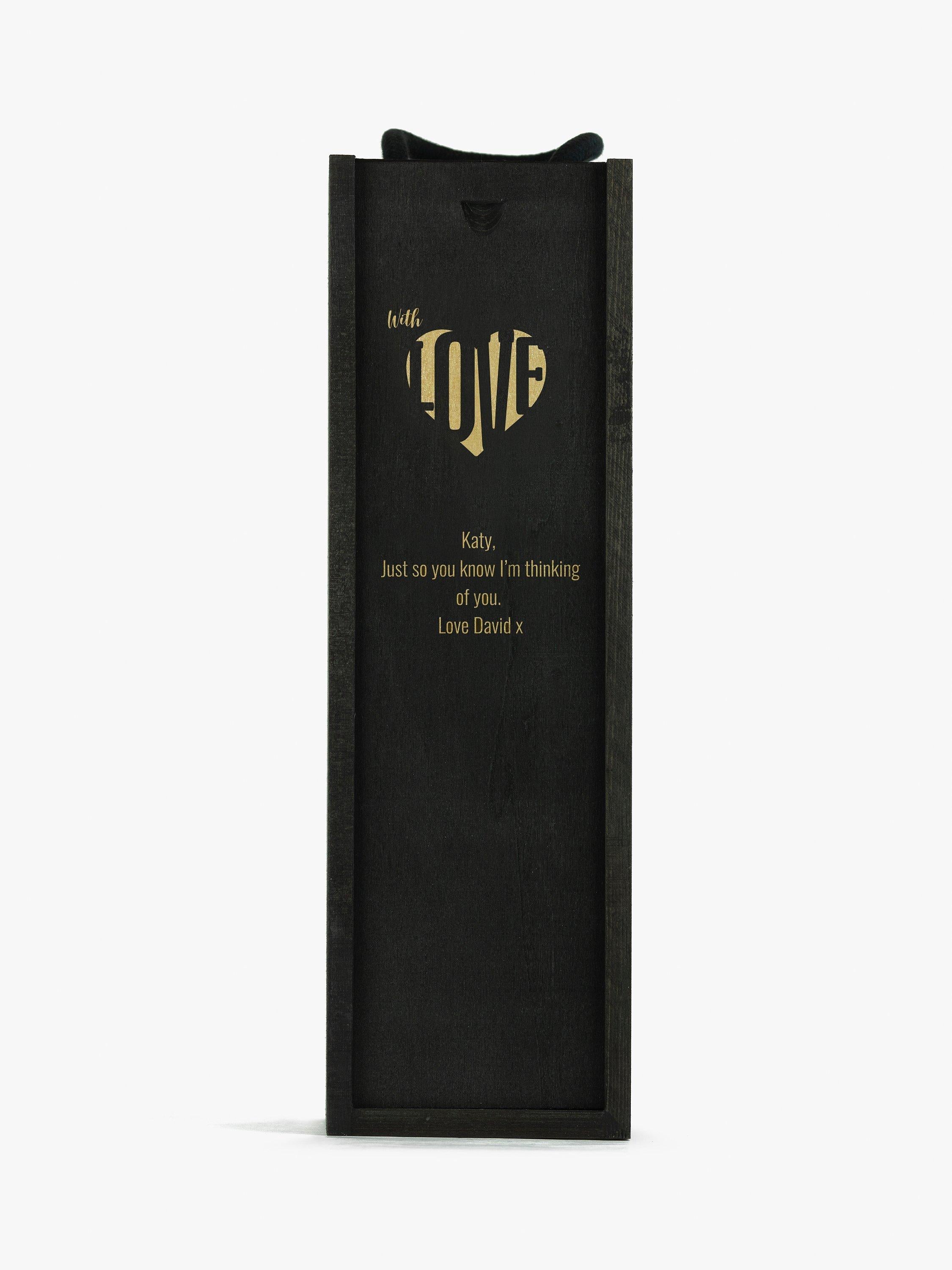 Totally About You personalised sliding lid pine wood wine box for standard bottle (British brand)