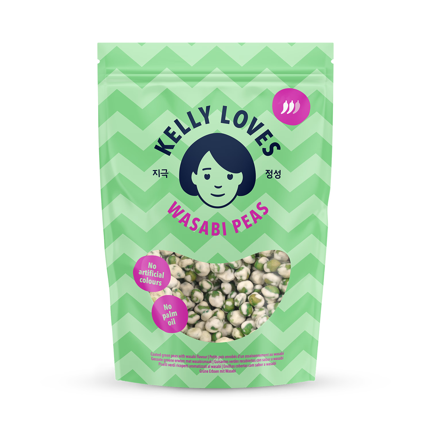 Kelly Loves wasabi coated green peas 90g, UK version