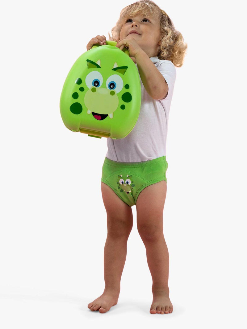 My Carry Potty Dino travel potty, imported from the UK