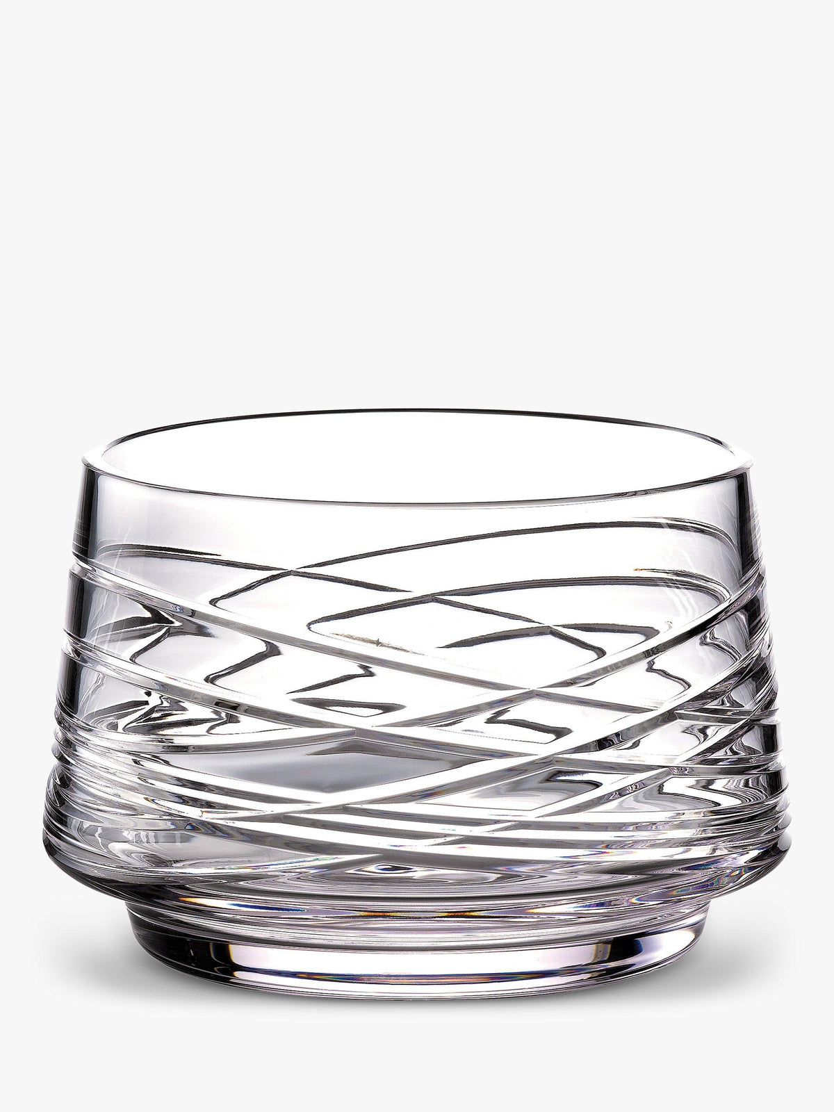 Footed Cut Glass Bowl with Aran Pattern and Diamond Shapes