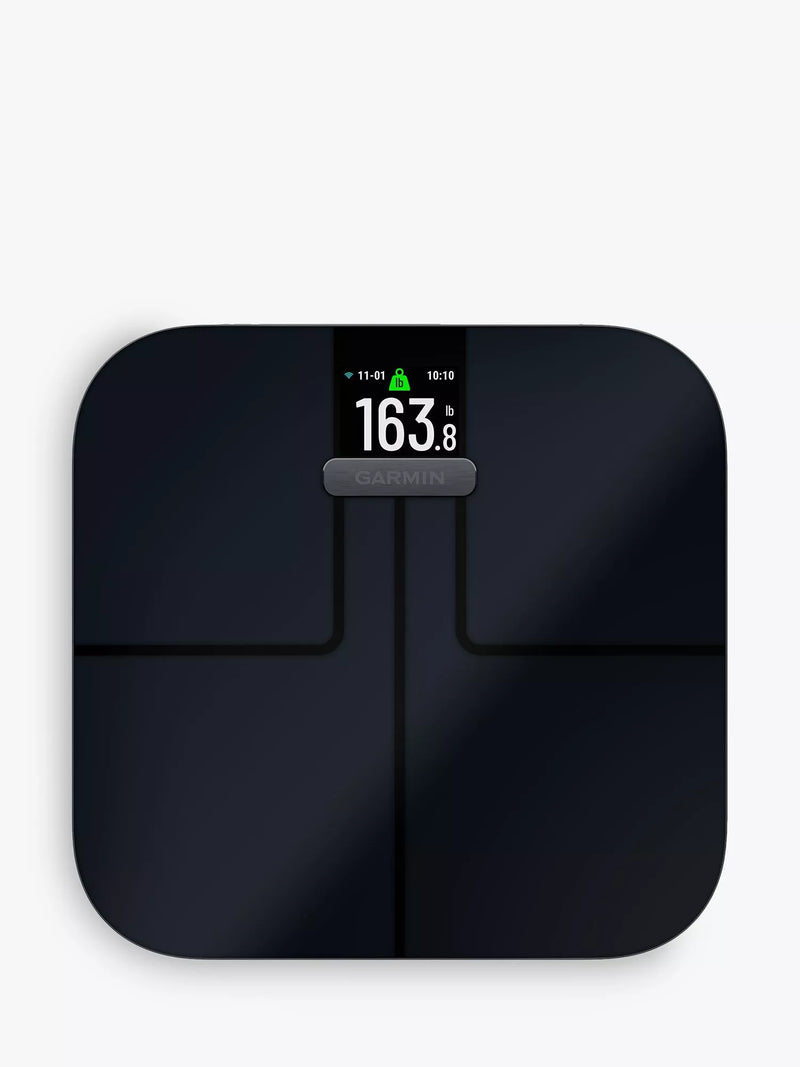 Garmin smart bathroom scale with health tracking display, UK version