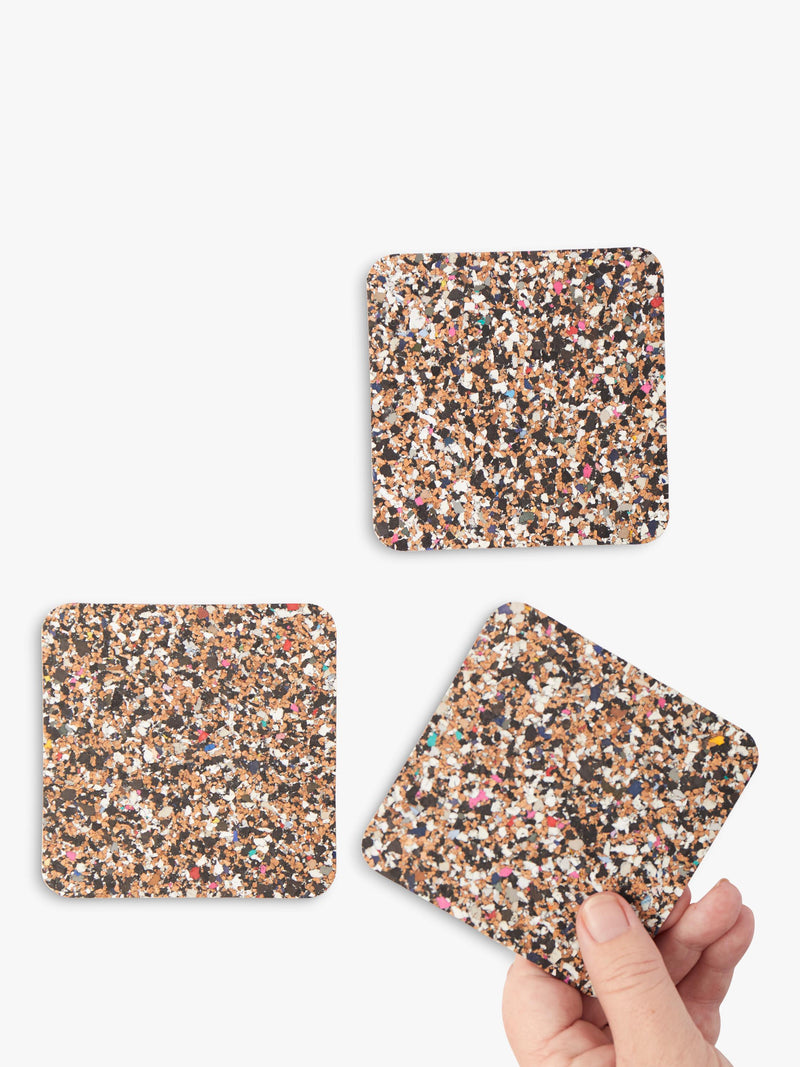 LIGA Beach Clean cork square coasters multi set of 4, UK version