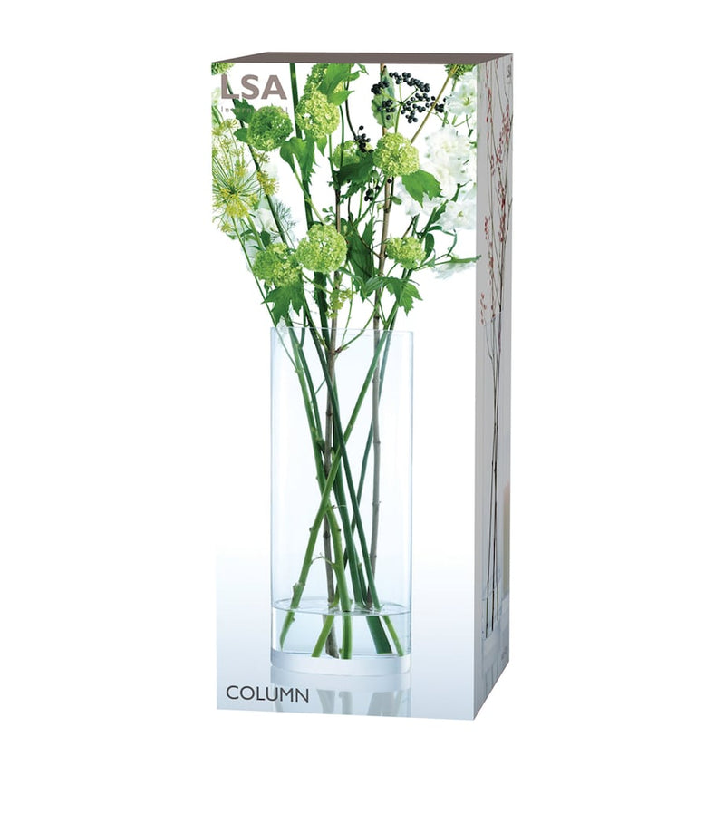 LSA International tall glass column vase 42cm, UK version