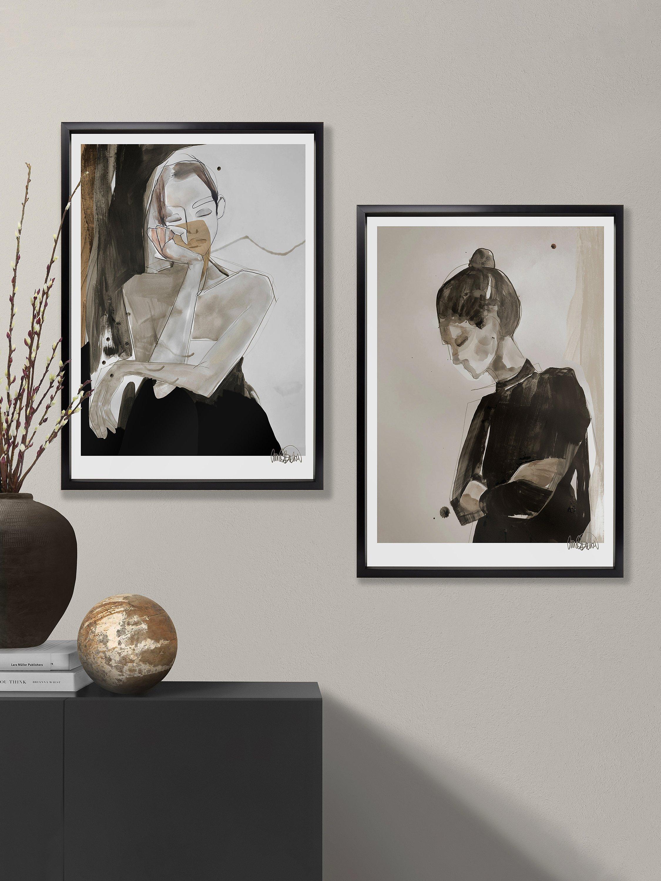 Brookpace Lascelles Anna Bulow 'This Too Shall Pass' framed print grey 75x55cm - British product
