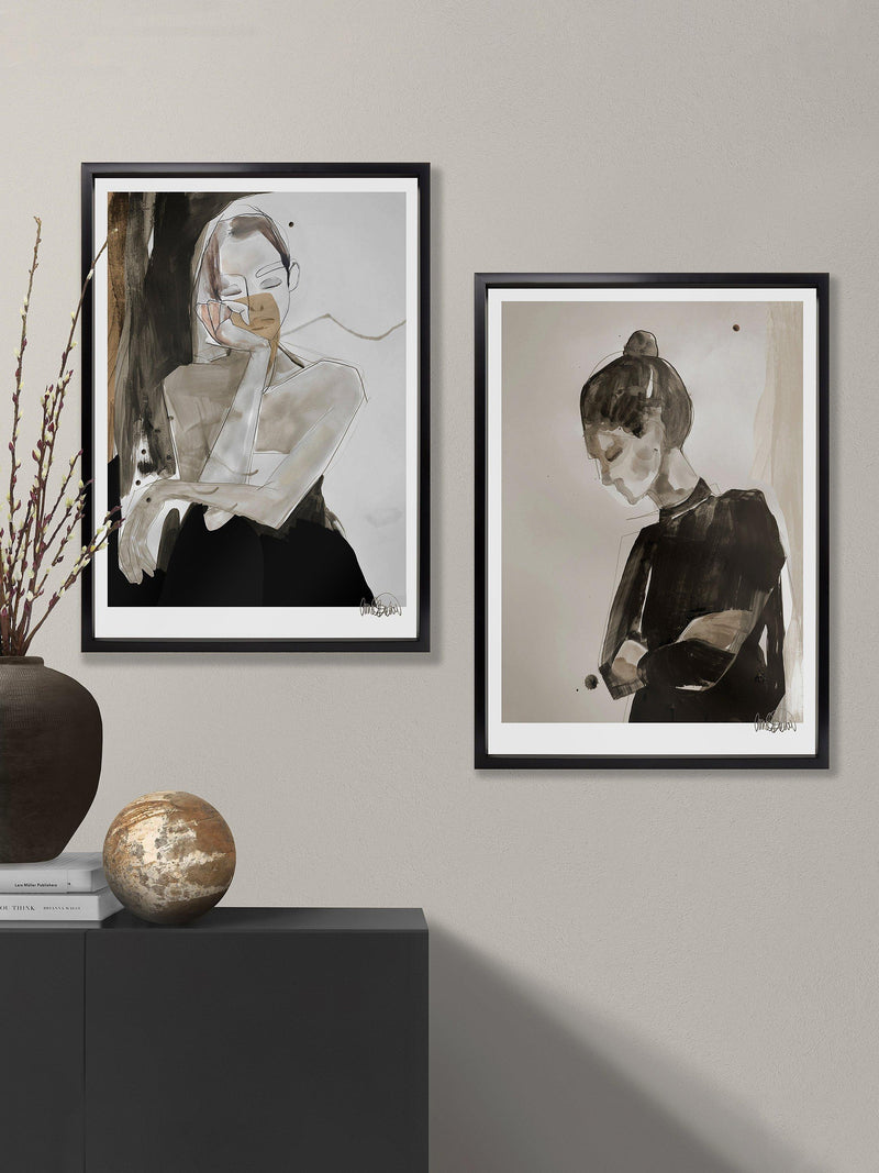 Brookpace Lascelles Anna Bulow 'This Too Shall Pass' framed print grey 75x55cm - British product