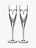 Waterford Crystal Cut Glass True Love Flutes Set Of 2 148Ml Clear