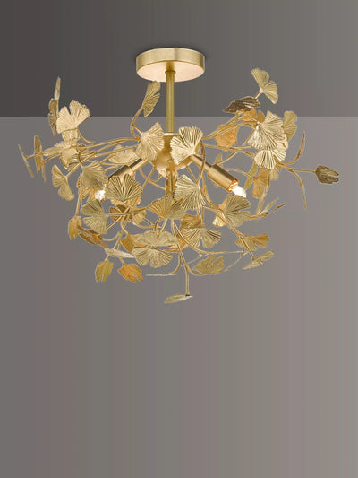 Där Yadira Leaf Semi Flush Ceiling Light in Gold