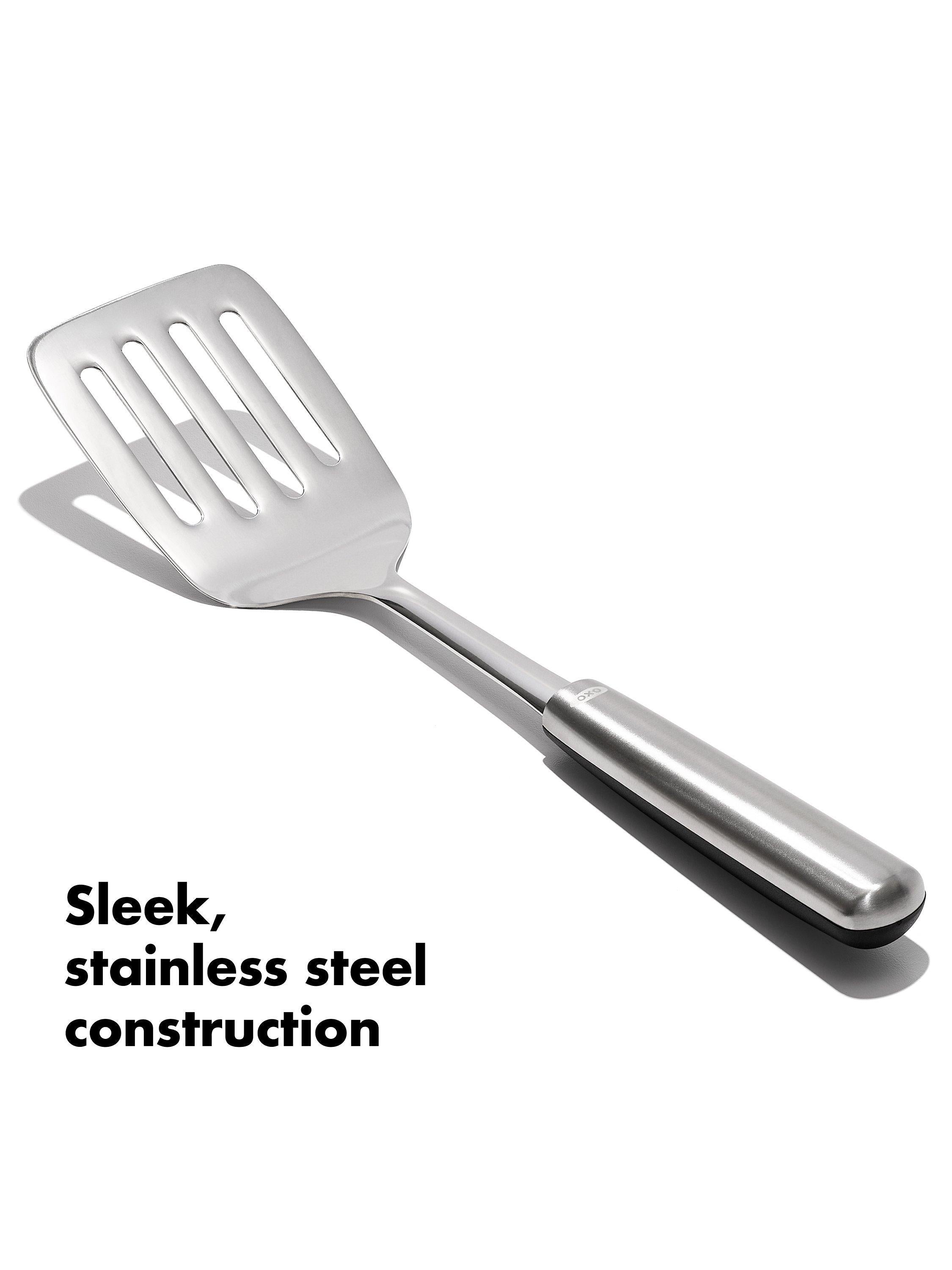 OXO stainless steel slotted cooking turner, imported from the UK