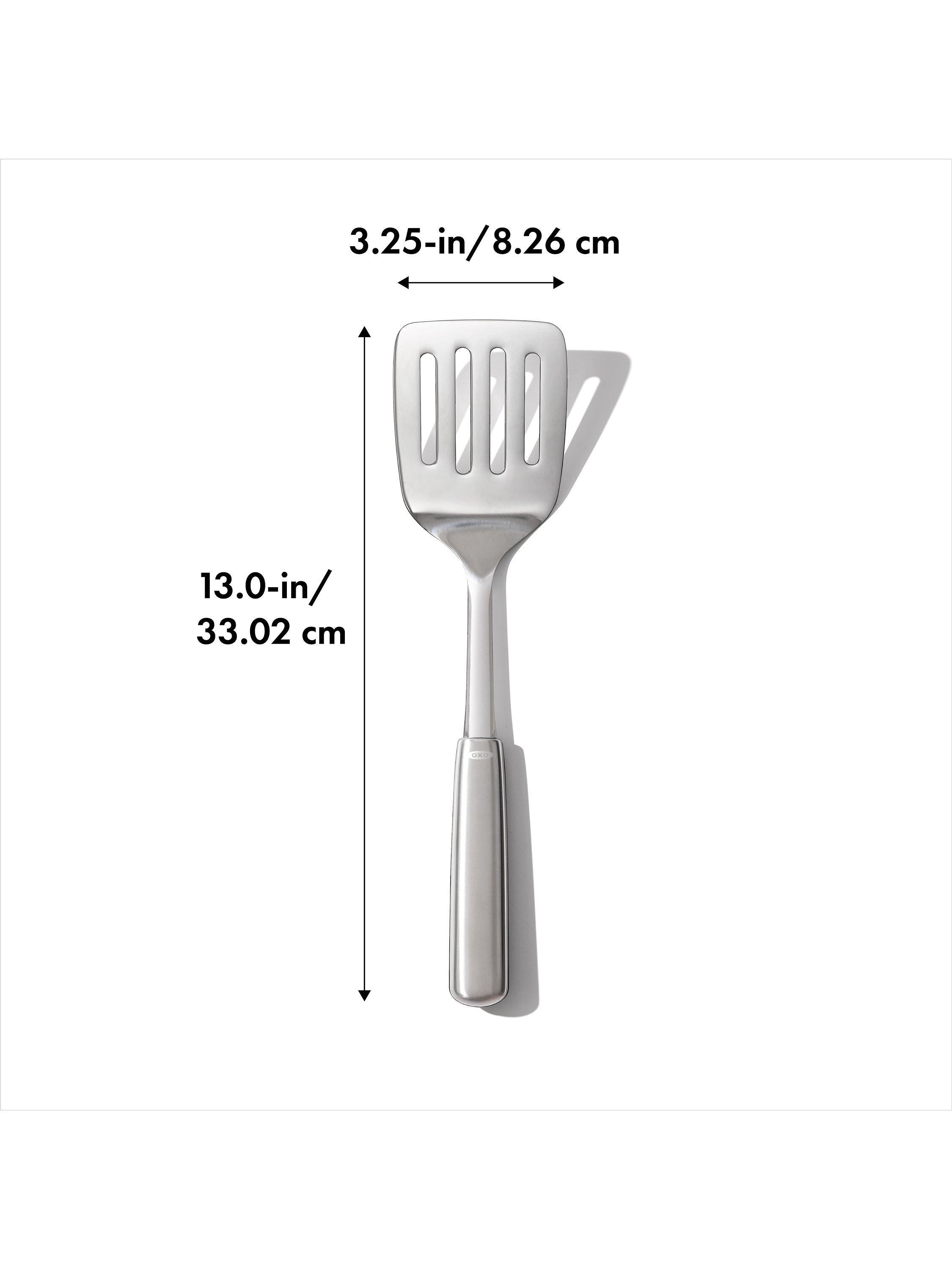 OXO stainless steel slotted cooking turner, imported from the UK