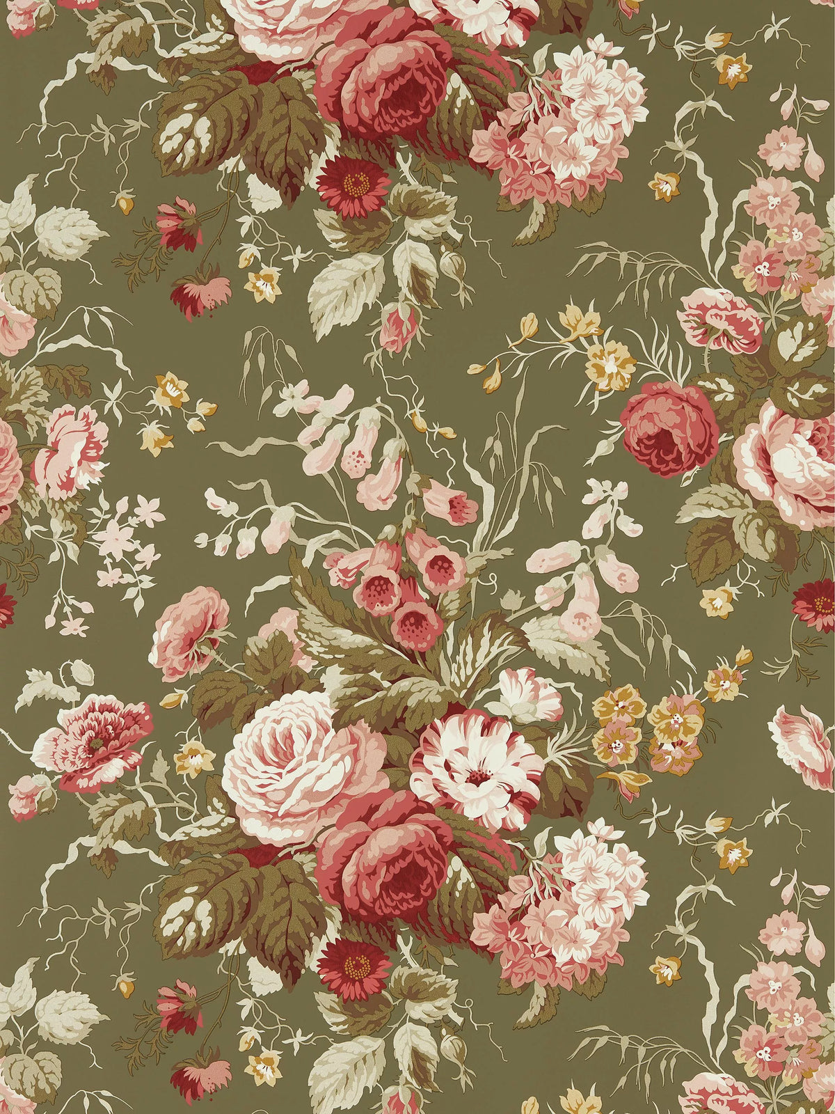 Sanderson Stapleton Park large-scale floral wallpaper (British brand)