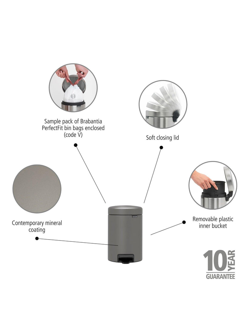 Brabantia pedal bin with removable inner bucket, 3 litre - British product