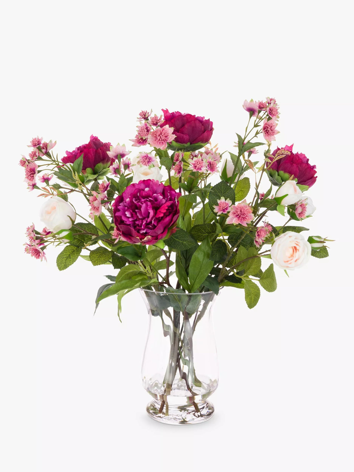 Floralsilk artificial peony rose astrantia vase arrangement - British product