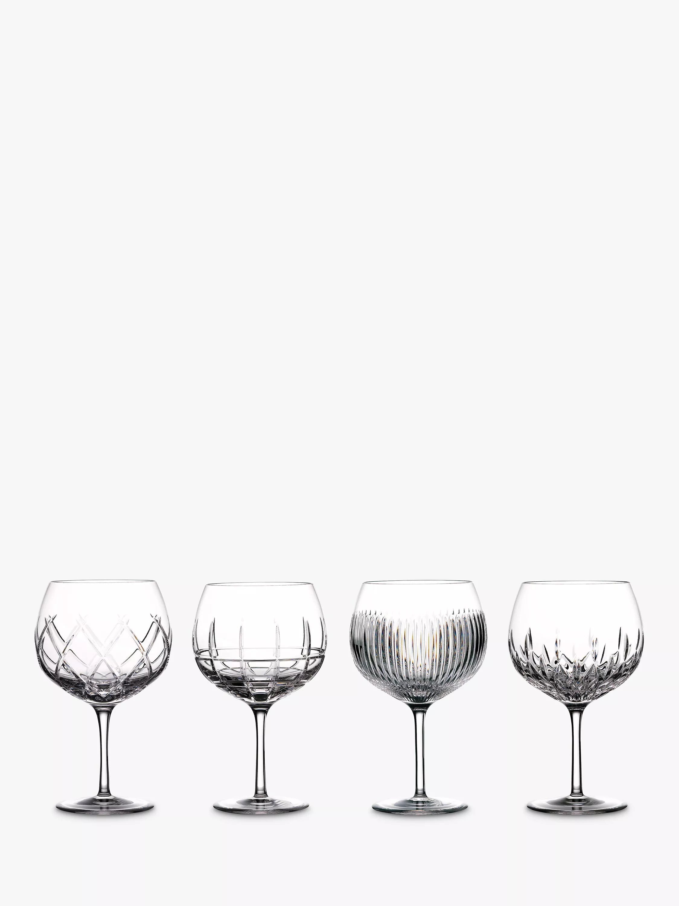Waterford assorted cut glass balloon gin glasses set of 4 550ml (British brand)