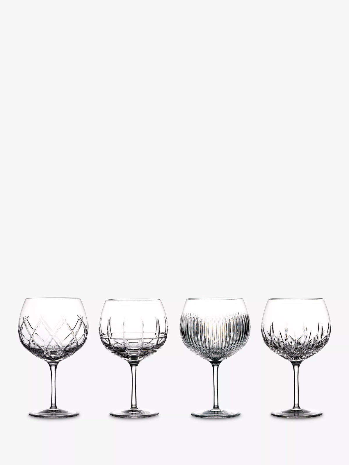 Waterford assorted cut glass balloon gin glasses set of 4 550ml (British brand)