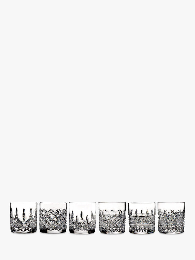 Set of 6 Straight-Sided Crystal Glass Tumblers 180ml with Heritage Cut Designs