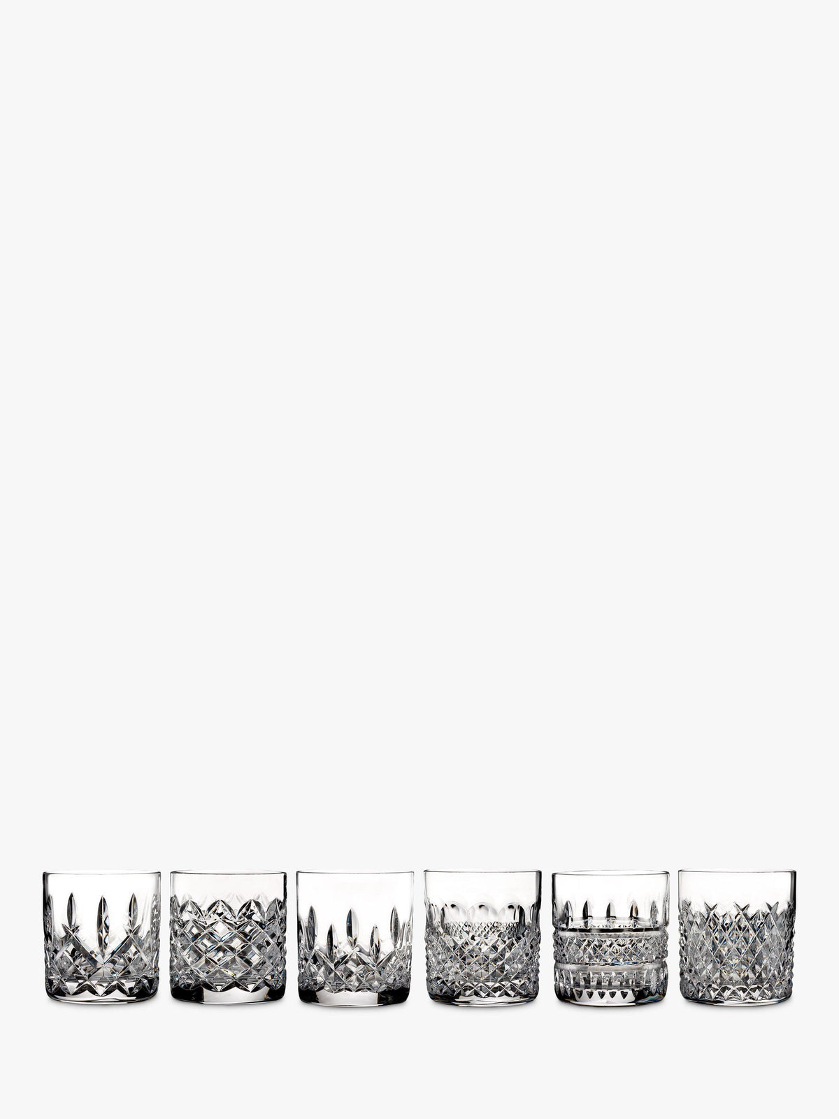 Set of 6 Straight-Sided Crystal Glass Tumblers 180ml with Heritage Cut Designs