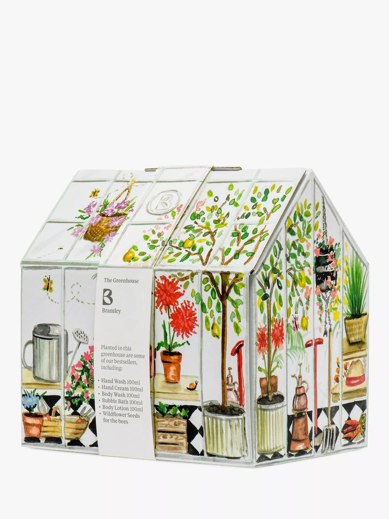 Bramley gardener's greenhouse beauty set with hand and body care products and wildflower seeds - British product