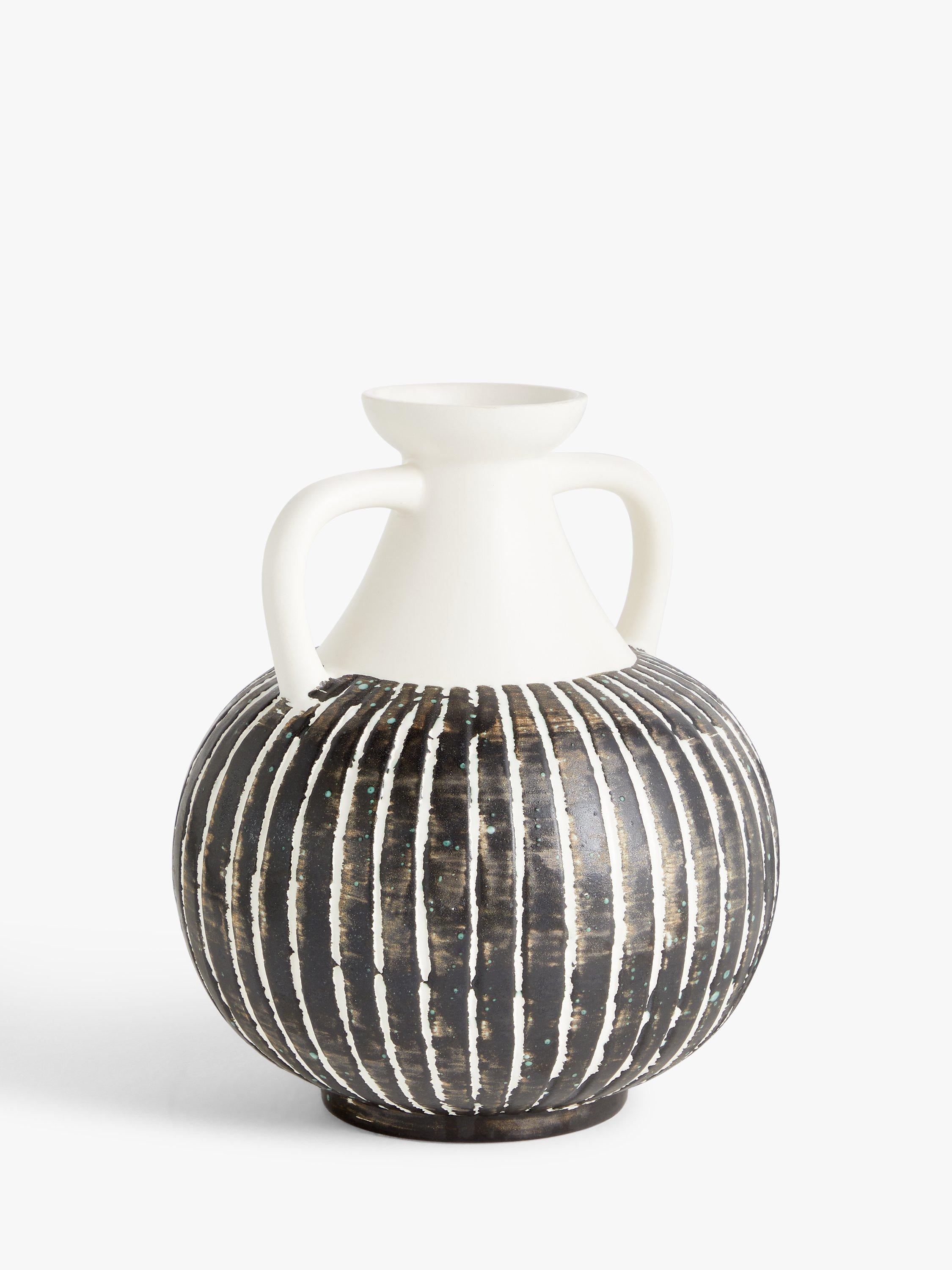 John Lewis Stripe Earthenware Vase Multi H23.5cm, UK version