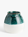 John Lewis half dip earthenware vase 19cm blue and white, UK version
