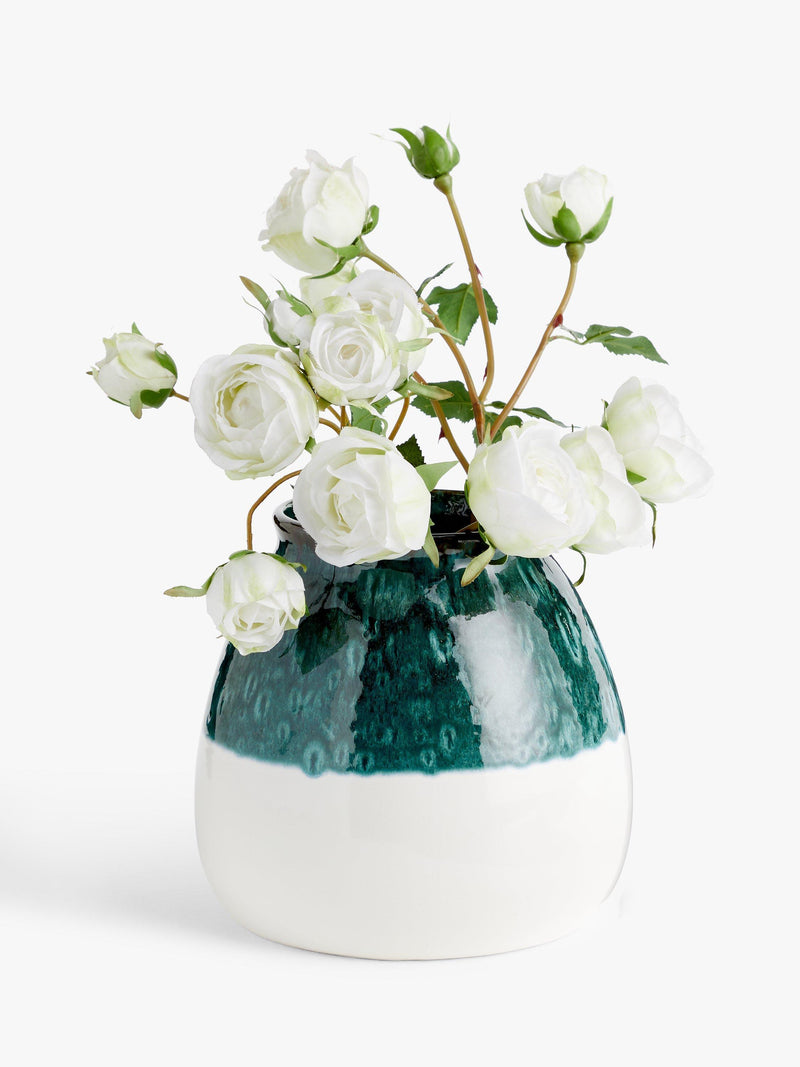 John Lewis half dip earthenware vase 19cm blue and white, UK version