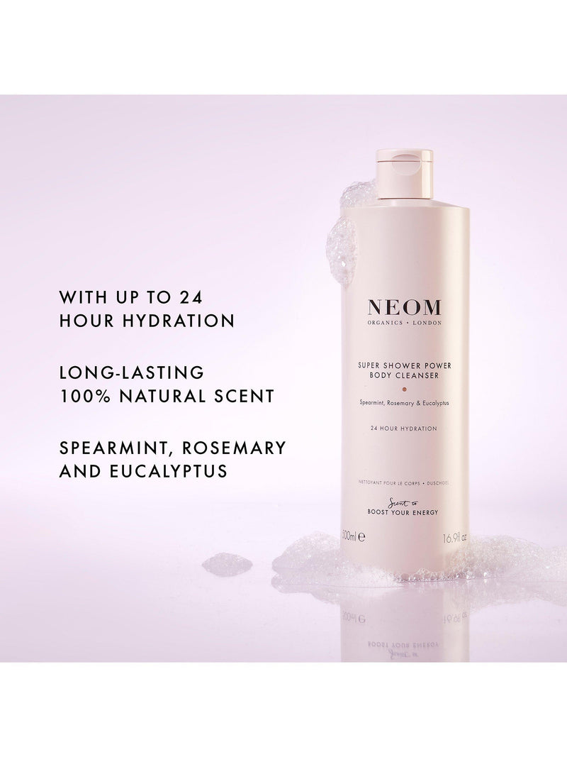 NEOM Super Shower Power Body Cleanser 500ml, imported from the UK